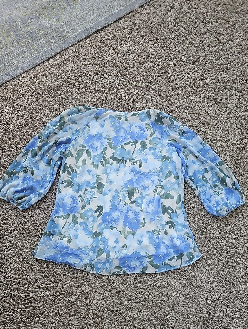 NWT Joie Blouse Floral Watercolor Split Layered Metallic 1X Top - Picture 6 of 6